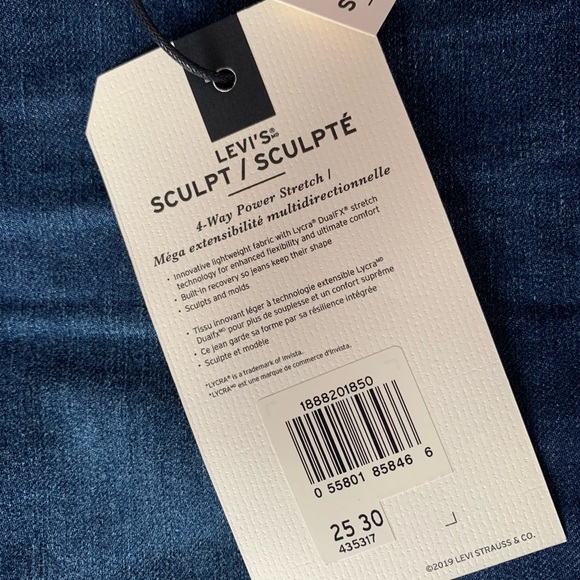 NWT Levi’s High Rise Skinny Jeans - Sz 25 - Picture 7 of 7